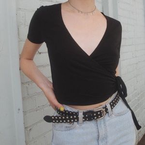 Brandy Melville black wrap top
